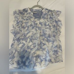 joie xs blue and white blouse